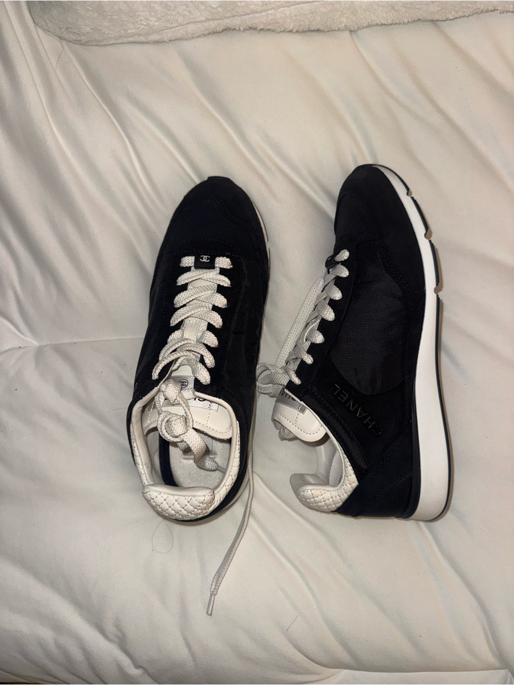 CHANEL Black and White Low-Top Sneakers